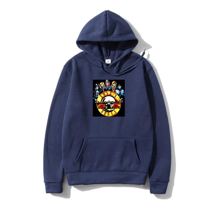 

2022 Rocksiruns N Rose Skull with flowers Band series punk rock Men Hoodie Autumn Metal music style Men Hoodie ho sale men Sw