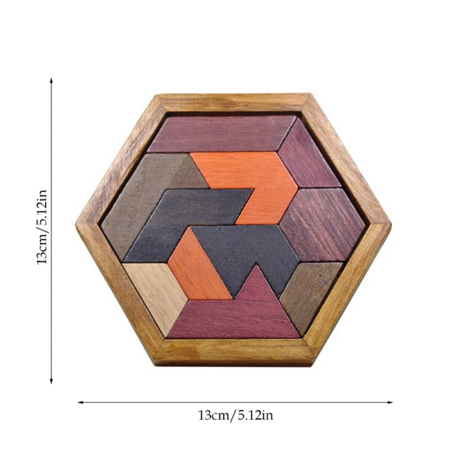 Hexagonale trepuslespill for barn og voksne- Tangram 6