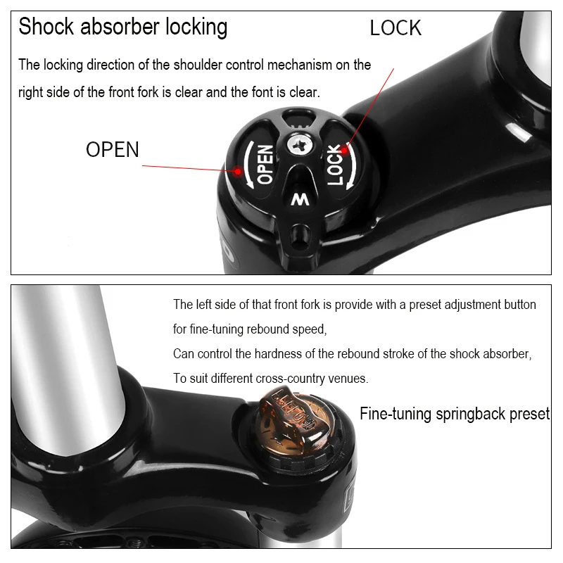 BUCKLOS Mountain Bicycle Suspension Forks, 26/27.5/29 Inch MTB Bike Front Fork With Preload