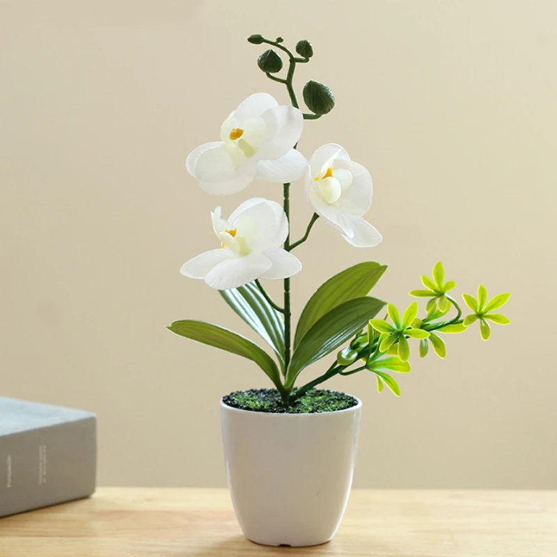 

Party Decoration Phalaenopsis Bonsai Three Flower Film Simulation Flower Creative Artificial Home Simulation Pot Mother's Day