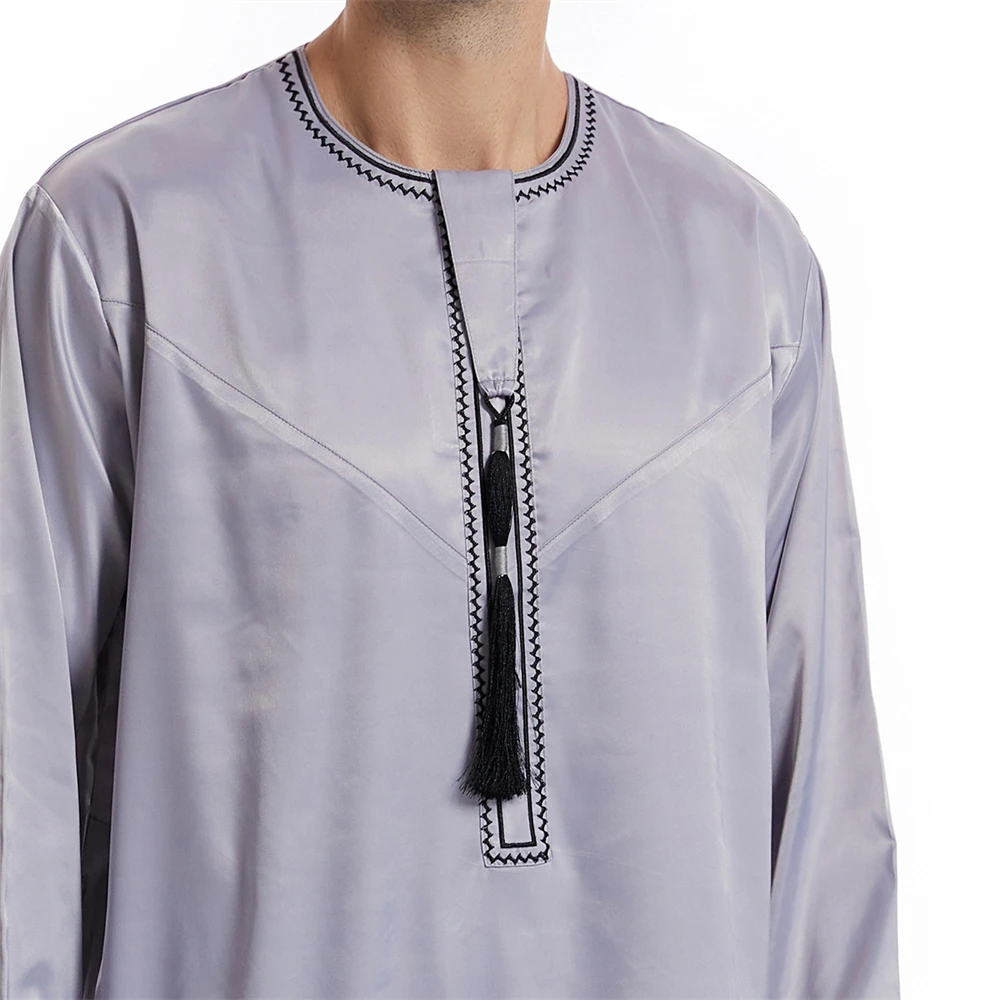 Suadi Arabic Men Thobe Jubba Robe Ramadan Eid Long Sleeve Thoub Middle East Muslim Abaya Islamic Clothing Dress Kaftan Musulman