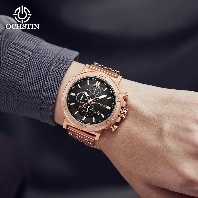 2023OCHSTIN Mens Watches Brand Luxury Dial Clock Male Fashion Stainless Waterproof Quartz Casual Sport Chronograph Montre Homme