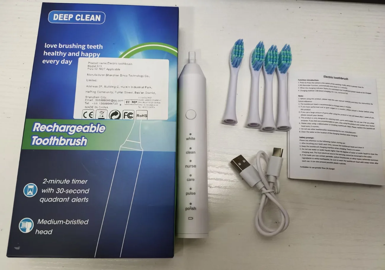 New Sonic Electric Toothbrush For Adults 6 Modes Deep Clean Rechargeable Toothbrush With 4 Brush Heads Teeth Whitening Oral Care