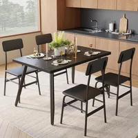 5 Piece Dining Table Set for 4, Modern Metal & Wood Kitchen Dinner Table with Chairs, Space-Saving, Perfect  Apartments 1