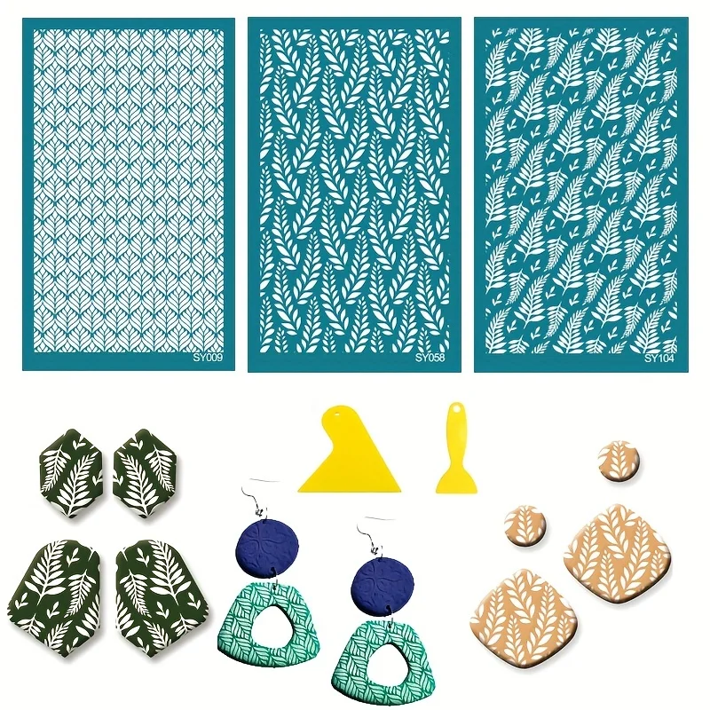 Clay Printing Tools Stencil Scraper Painting Tool Mold silkscreen stencils 5 Piece Set for DIY