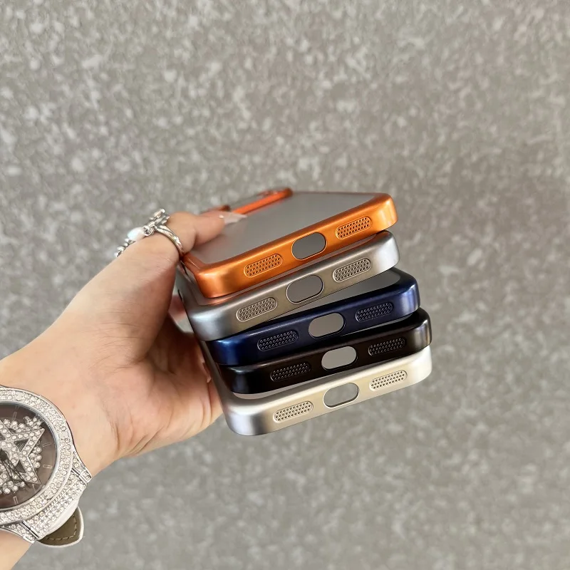 Luxury Transparent Matte Phone Case with Lens Protection and Metallic Frame Cover