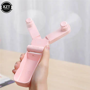 미니 휴대용 더블 헤드 전기 선풍기, USB 충전식, 조절 가능한 휴대용 접이식, 사랑스러운 미니 접이식 선풍기, 여행용