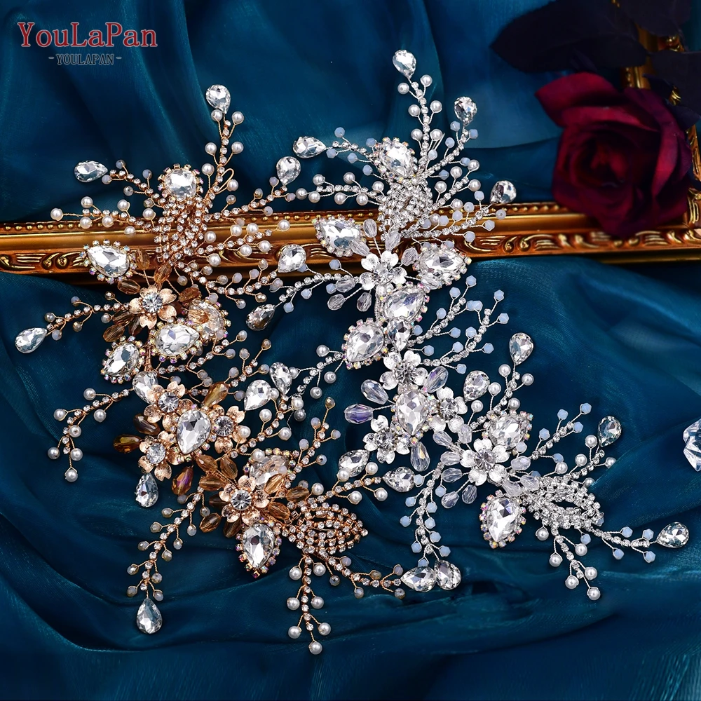 HP453 Trendy Bridal Headband Wedding Crown Hair Accessories Bride Hair Ornaments Crystal Headdress Prom Tiara for Women YouLaPan