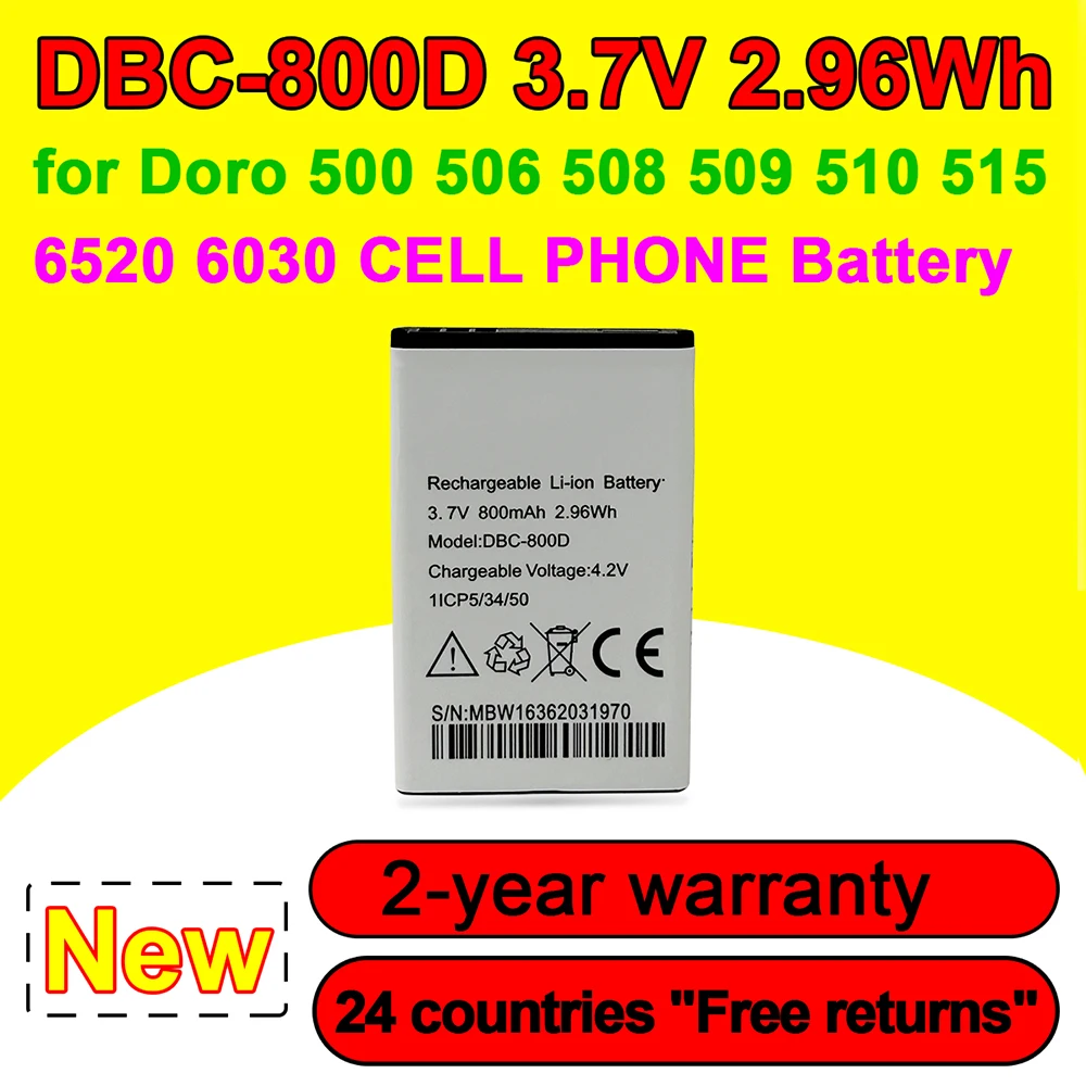 

100% New 800mAh Dbc-800d High Quality Battery For Doro 500 506 508 509 510 515 6520 6030 CELL PHONE In Stock Fast Delivery