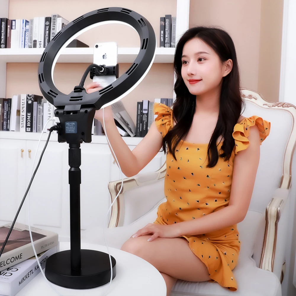 

Table Top Dimmable 12-inch studio makeup lamp Live Stream camera phone photographic Tik tok Youtube selfie LED ring light