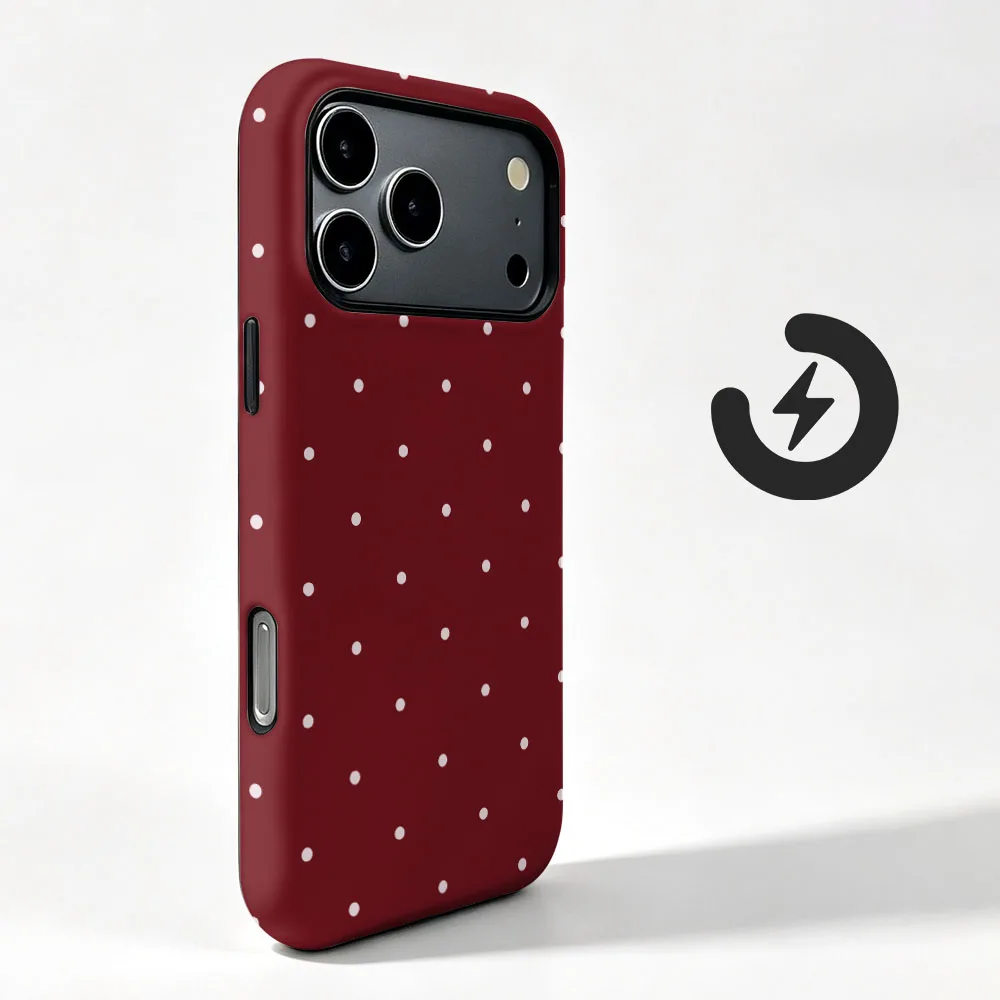 Red Polka Dot Magnetic Shockproof Phone Case with 2-in-1 Film Cover