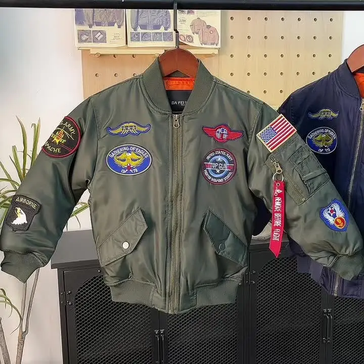 Shop Kids MA 1 Flight Jackets - Fatigues Army Navy Gear AMERICAN MILITARY STYLE UNISEX KIDS JUNIOR MA-1 TOPGUN FLIGHT JACK