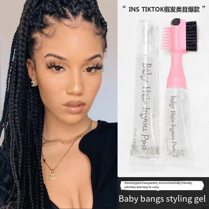 Vegan Hair Edge Gel With Brush Moisturizing Curl Edge Control Gel Natural Ultra Hold Hair Styling For Baby