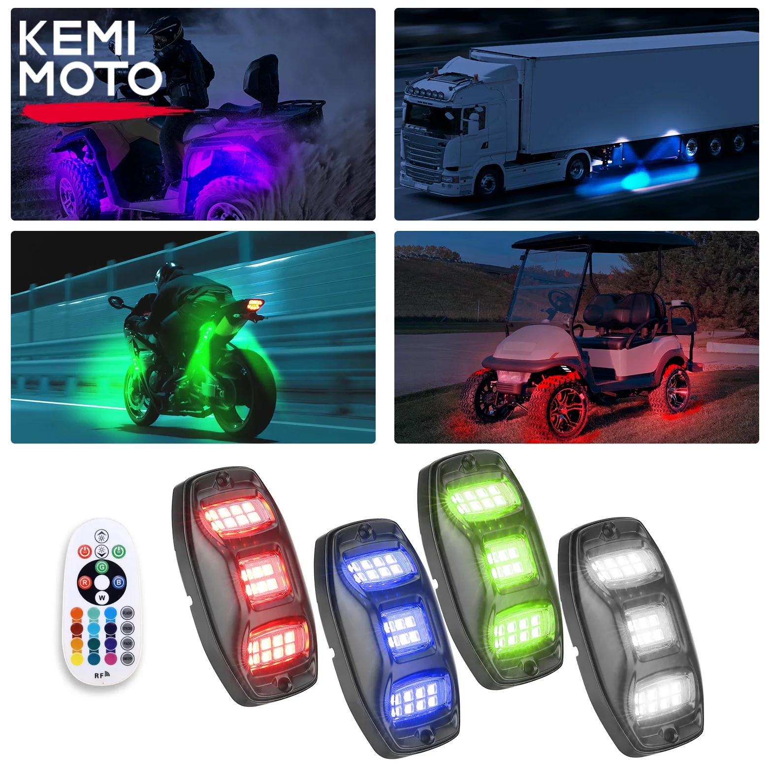 4 Pods RGBW 88 LEDs Rock Lights APP/RF Control Multicolor Music Mode Neon Underglow Vehicle's Chassis Jeep Truck SUV Car UTV ATV smd3535 led strip lights bluetooth app control dc 5v rgb tape for pc tv backlight waterproof led music mode room decor luces led