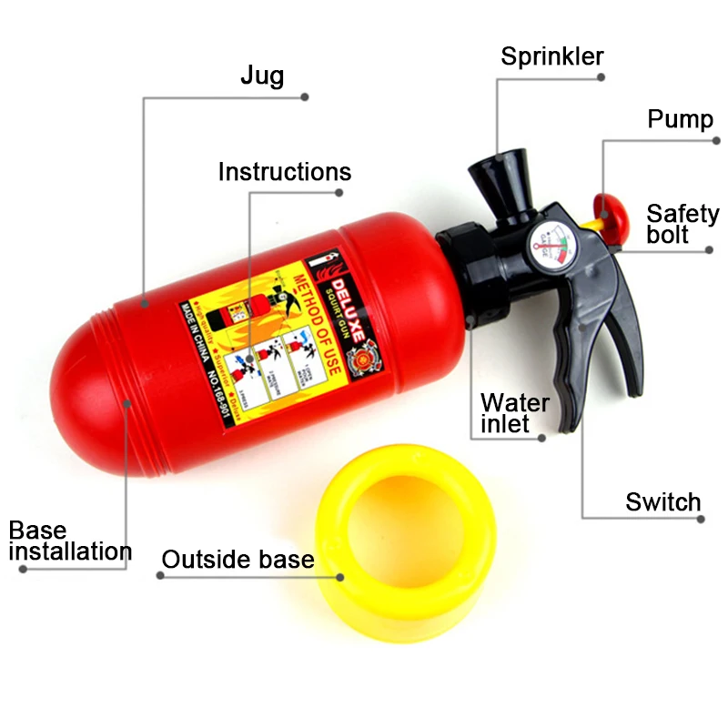Grande estintore giocattolo acqua blaster pompiere Cosplay per bambini  giocattoli da esterno estintore pistole ad acqua bambini pompiere giocattolo  Cosplay - AliExpress