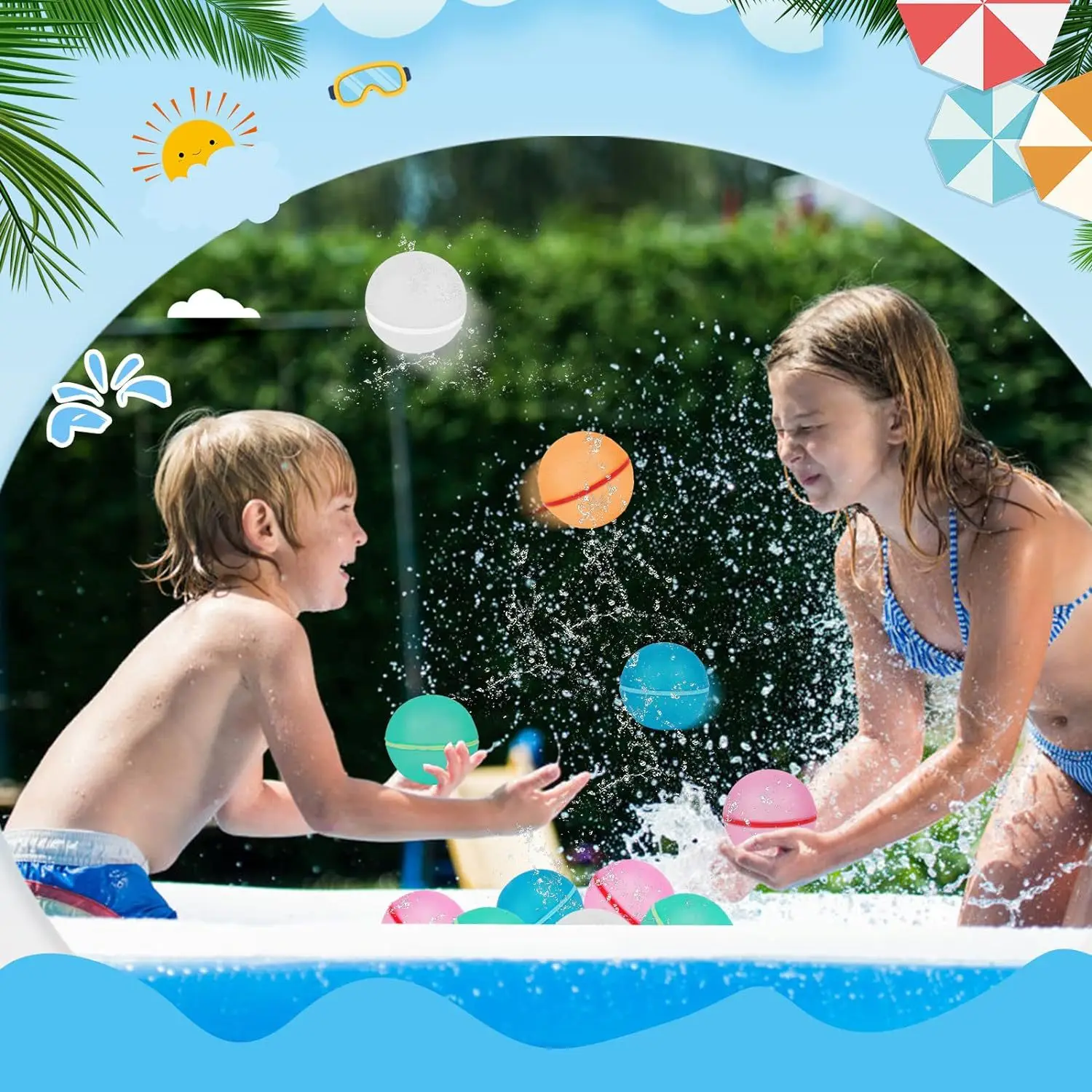 6pcs Reusable Water Balloons Reusable Silicone Magnetic Water Ball Pool Games Pool Toys Inflatable Toys Game