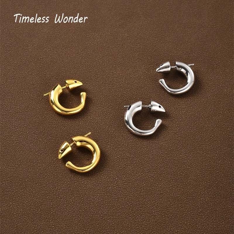 Senza Tempo Wonder Brass Geo Horn Orecchini A Bottone Per Le Donne Gioielli Firmati Punk Goth Runway Gift Brincos Trendy Japan Top Cute 1468