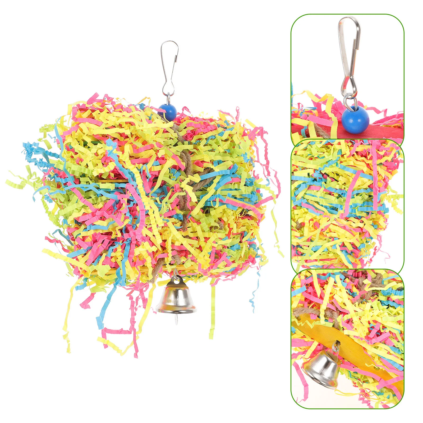 Parrot Toy Bird Toy Bird Cage Accessories Parrot Chewing Toy Parakeet Paper Budgie Cage Accessories Cockatiel Interesting Hanging Pet Plaything Grass Ball