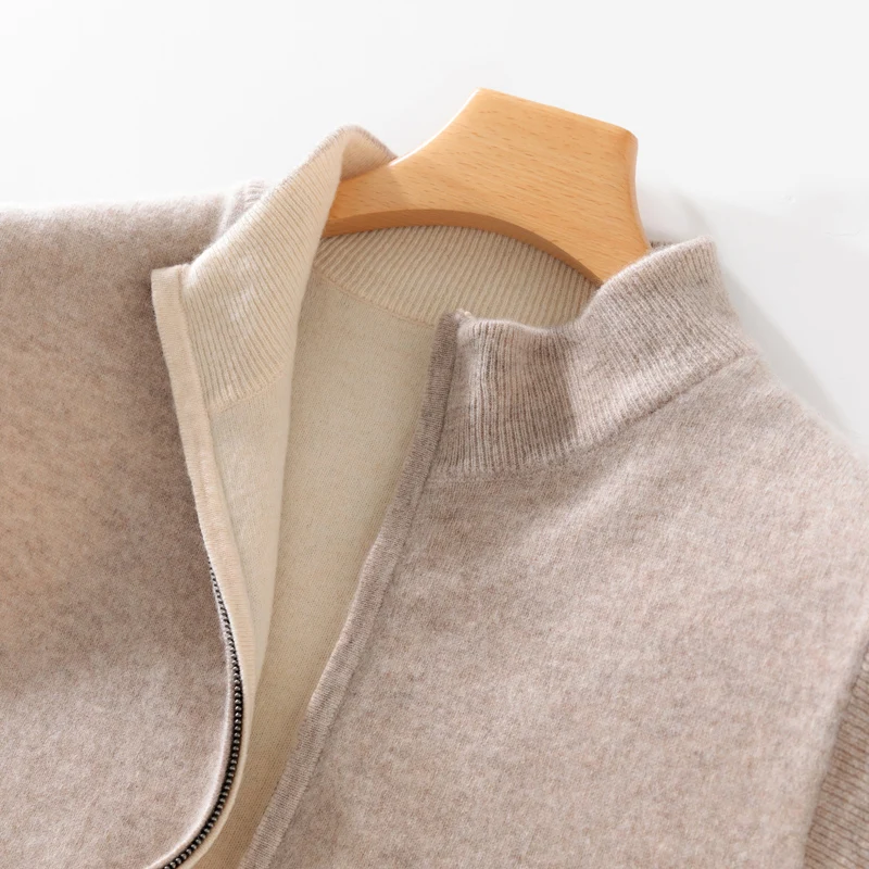 Men sweater vests mens knitted vest New men's wool vest solid color knitted sleeveless cardigan men's semi high neck sweater casual double-sided jacket vest