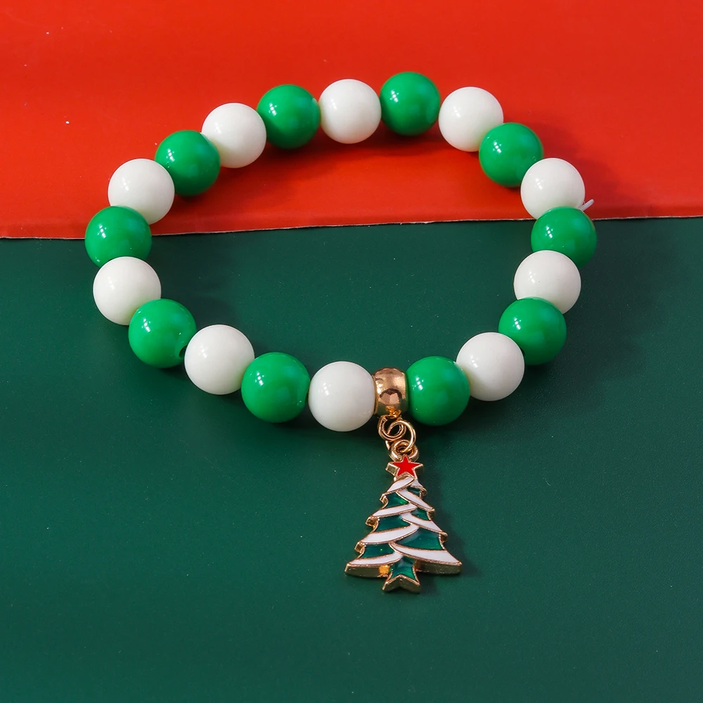 Aihua Neue Weihnachten Armbänder für Frauen Mädchen Perle Perlen Santa Claus Deer Glocke Weihnachtsbaum Armband Charme Armreif Schmuck Geschenk – Detail 12