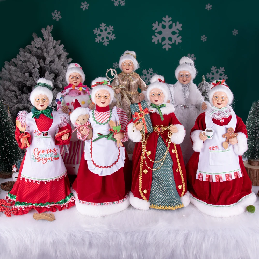 Christmas Tree Decoration Santa Claus Doll 45CM Christmas Tree Topper Mrs Santa Claus Christmas Tree Decorations Grandma Figurine Treetop Desktop Ornaments Home Decor Gift