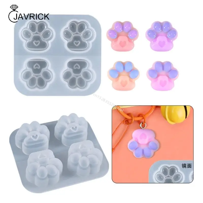 Shiny Glossy love Silicone Mold Love for Cat Paw Epoxy Resin Mold DIY Keychain Jewelry for Birthday Valentine Gift Craft