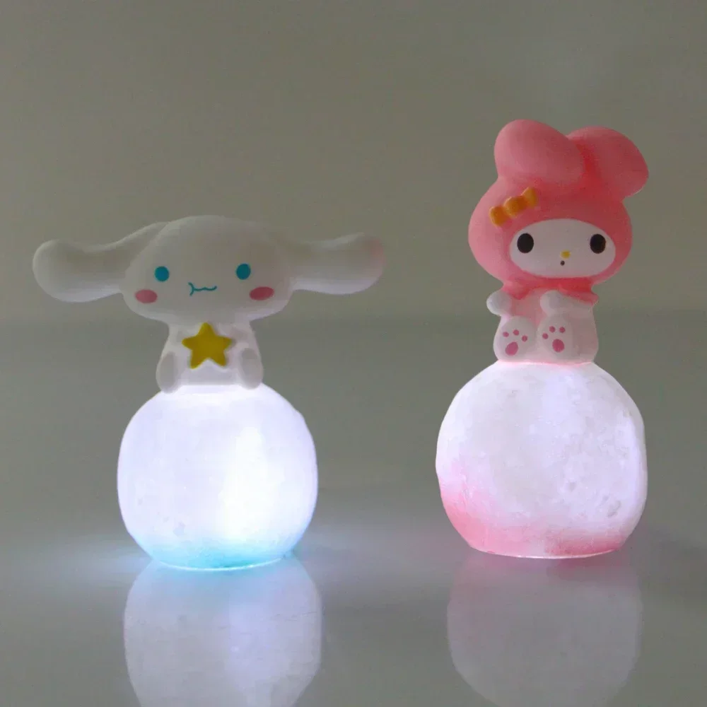 

Kawaii Cinnamon Kitty Kuromi Melody Anime Figures Lamp 4Pcs Sanrio Night Light Bedroom Light Room Decoration Children Toy Gift