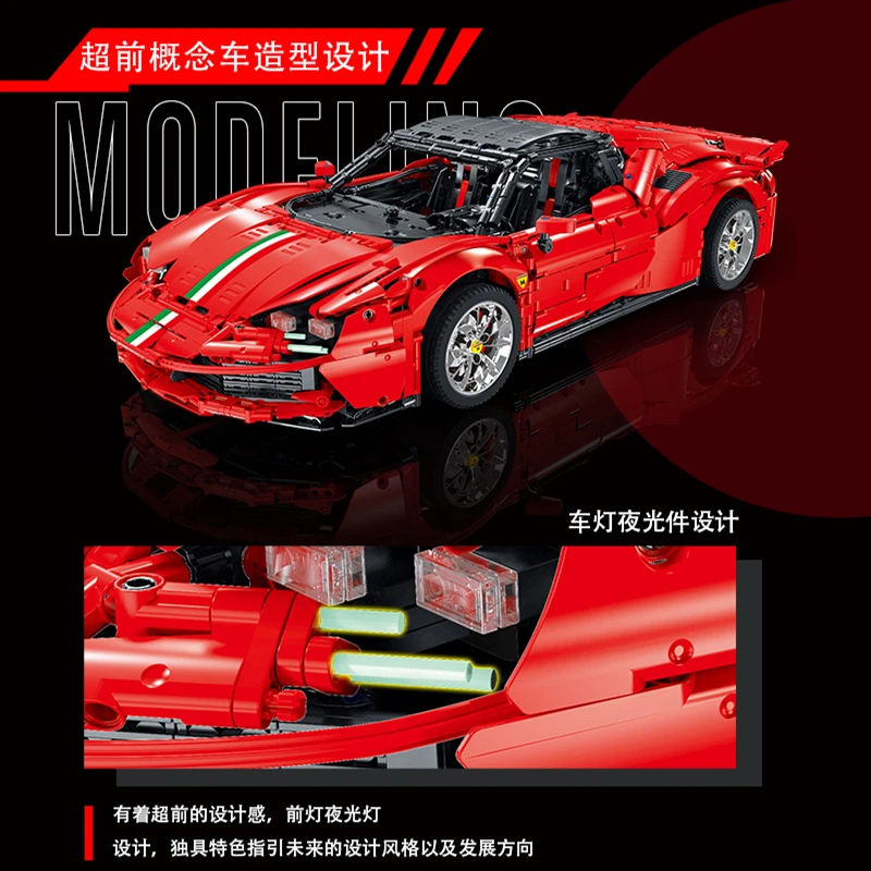 New 1:8 With Motor 022001-1 4473Pcs High-Tech Moc Super Sport