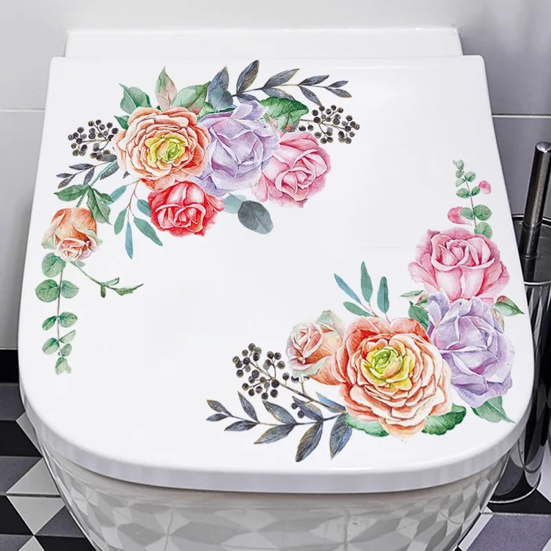Green Plant Leaves Wall Sticker Bathroom Toilet Sticker WC Self Adhesive Mural Beautify Flower Home Decoration Decals Bathroom vinyl stickers toilet stickers toilet wall stickers