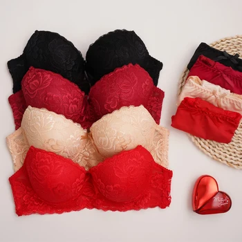 Ensemble soutien-gorge et culotte en dentelle pour femmes, sous-vêtements sexy à imprimé floral, push-up, ensemble de lingerie multicolore A2155