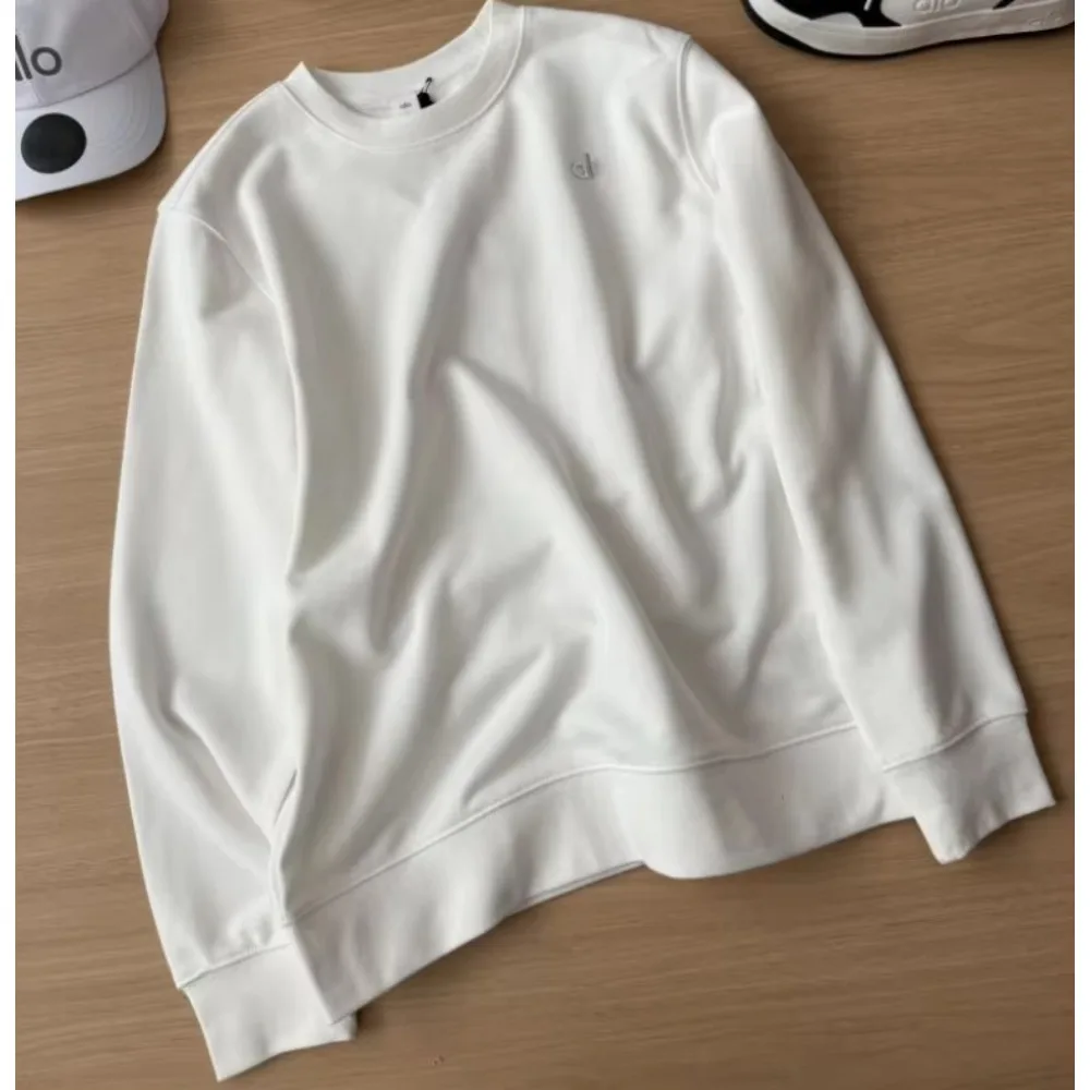 2025 Men and Women Yoga Heavy Hoodie European and American Women's Hoodie Round Neck Long Sleeve Loose Coat Hoodie 2