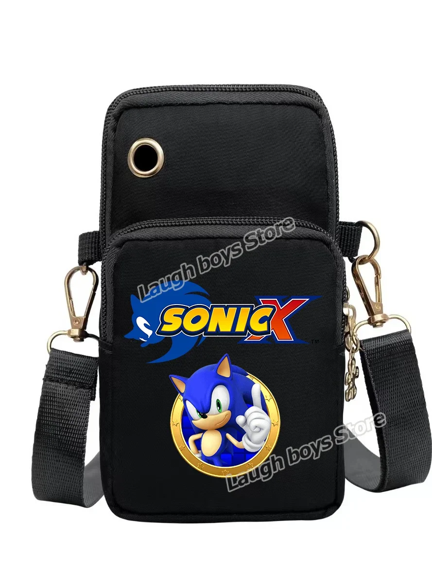 thumbnail image 1 of Estuche para teléfono móvil de Sonics, bolso bandolera minimalista de moda con figura de juego, monederos de gran capacidad, bolsos de muñeca informales de varias capas, 1 of 5