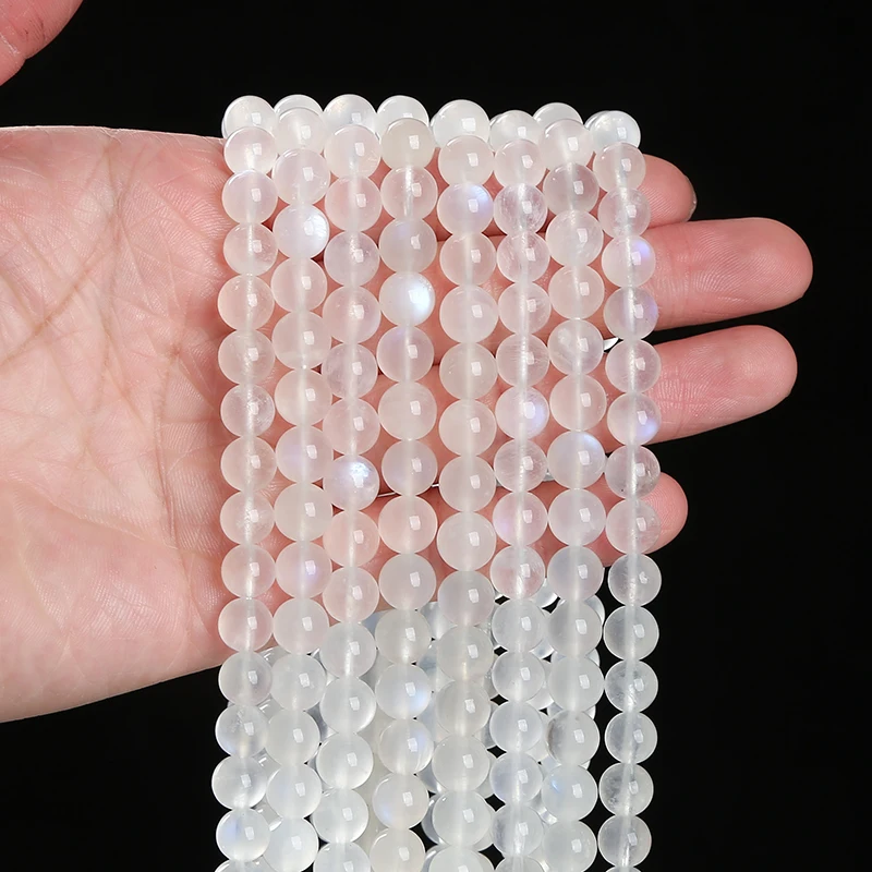 5A Quality Natural Blue Moonstone Beads Fine Gems Shiny Bead Loose Spacer For Jewelry Making Diy Necklace Bracelet Accessory 6