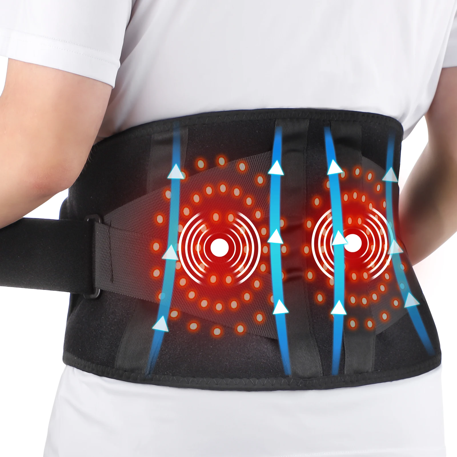 Electric Waist Massage Belt Rechargeable Heated Massage Support Brace Massage Relieve Fatigue Relax Muscle