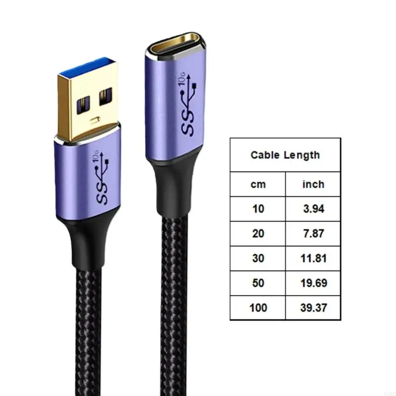 나일론 직조 USB 3 0 남성 USB C 여성 변환기 케이블 충전 장치 H8WD 용 0.1m 1m 길이 옵션