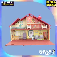 Genuine Bluey Family Bluey Anderfrienz Toy Handicraft Boy Bingo Doll Booker Kid Big House Model Toy Two Bluey Dolls 1