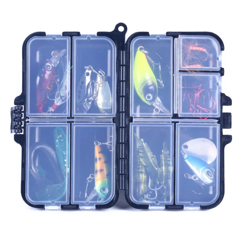 Boîte accessoires pêche mer 12 compartiments couvercle rabattable rangement matériel pêche étanche