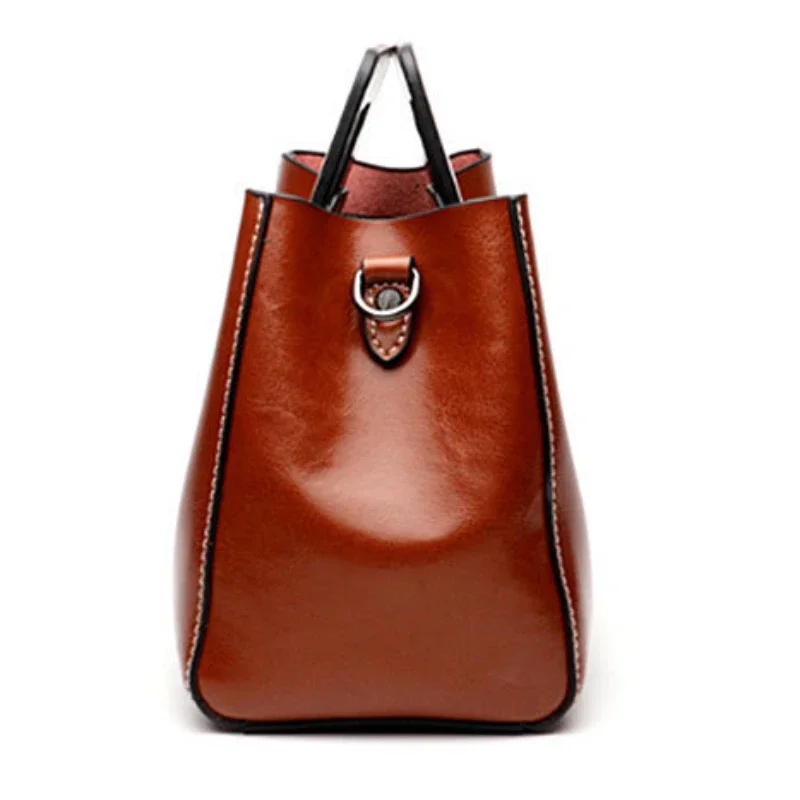 Borsa a tracolla portatile da donna alla moda Senso del design Borsa a tracolla in vera pelle ad alta capacità con una spalla in cera d'olio_voghion.com