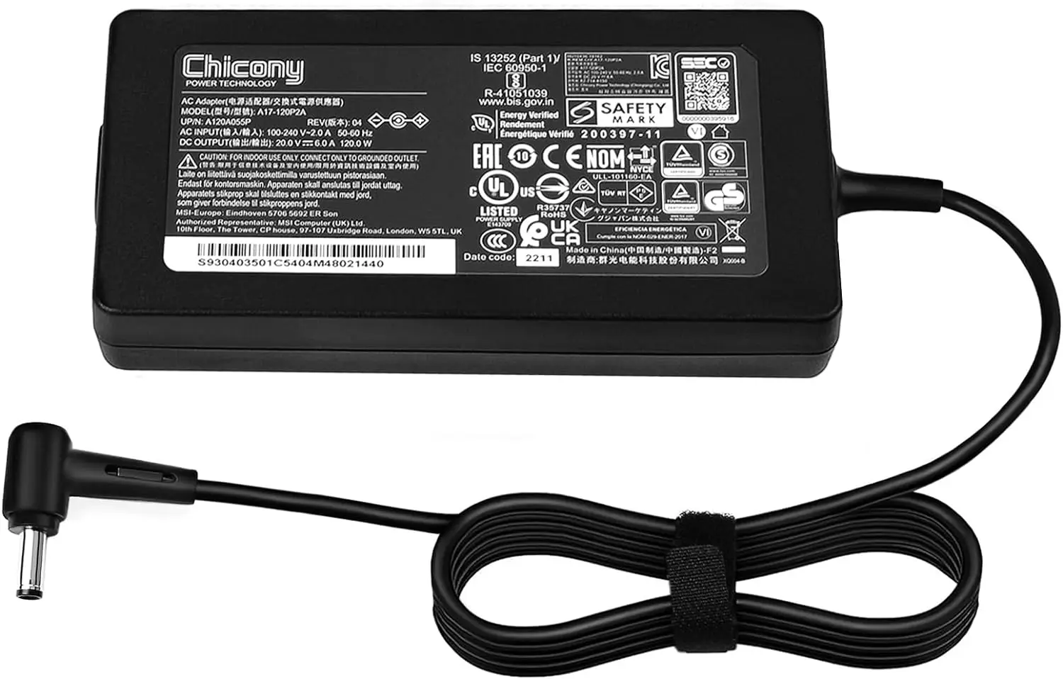 120W 20V 6A AC Laptop Power Adapter For MSI Gf63 Gv15 GV15-Thin-11SC GF63 Thin 10 11 12Th Intel Core Ms-16r5 Ms-16r6_voghion.com