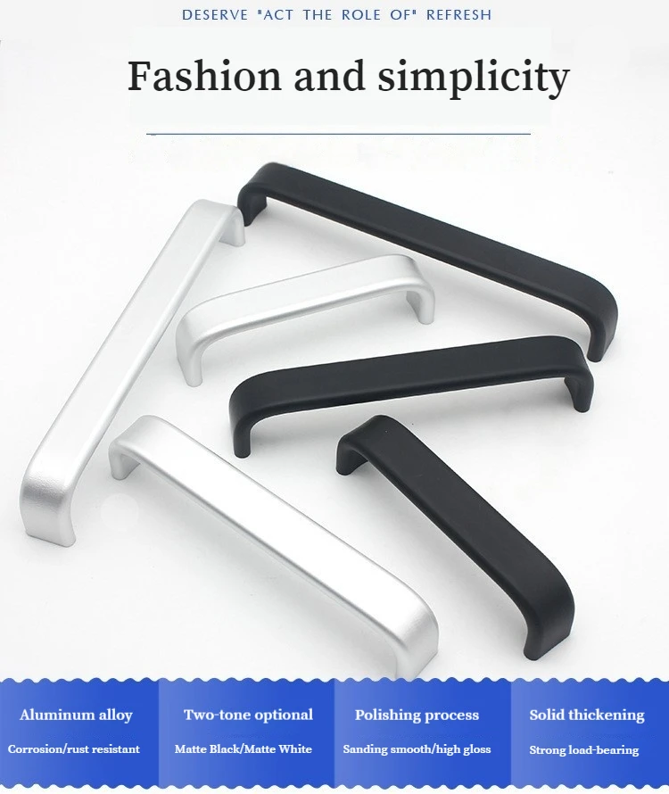 Description Picture 2 of itemBlack Silver Handles Space Aluminum Kitchen Door Cabinet Straight Handle Multiple Inches Pull Knobs Fashion Furniture Hardware