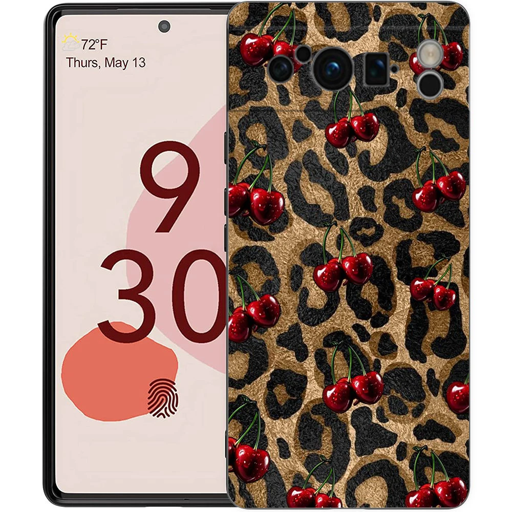Elegant Red Cherry Shockproof TPU Phone Case - Soft Black Protective Cover