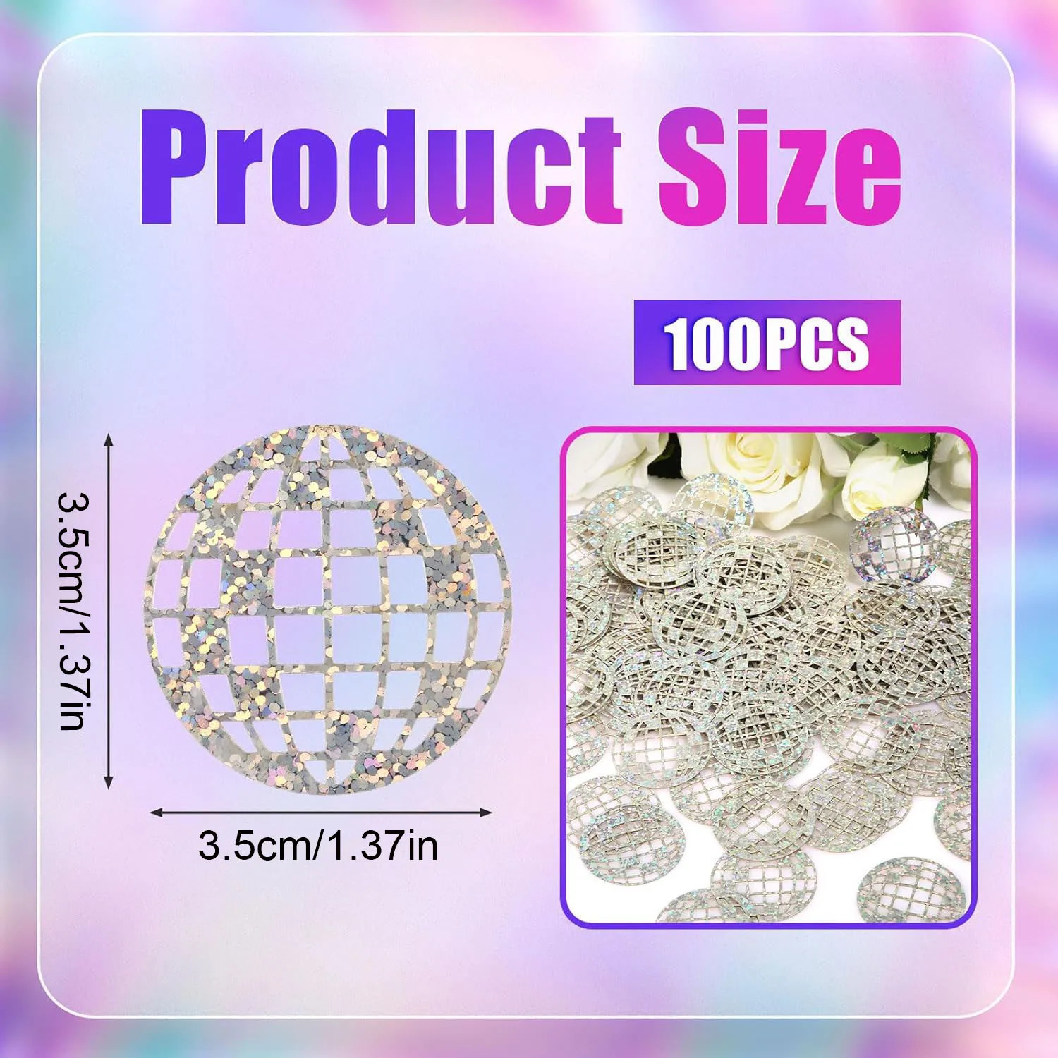 Party Decorations Paper Confetti 100pcs Glitter Disco Ball Table Confetti for Bachelorette Party Table Decorations for 70s 80s Hippie Birthday Party Supplies