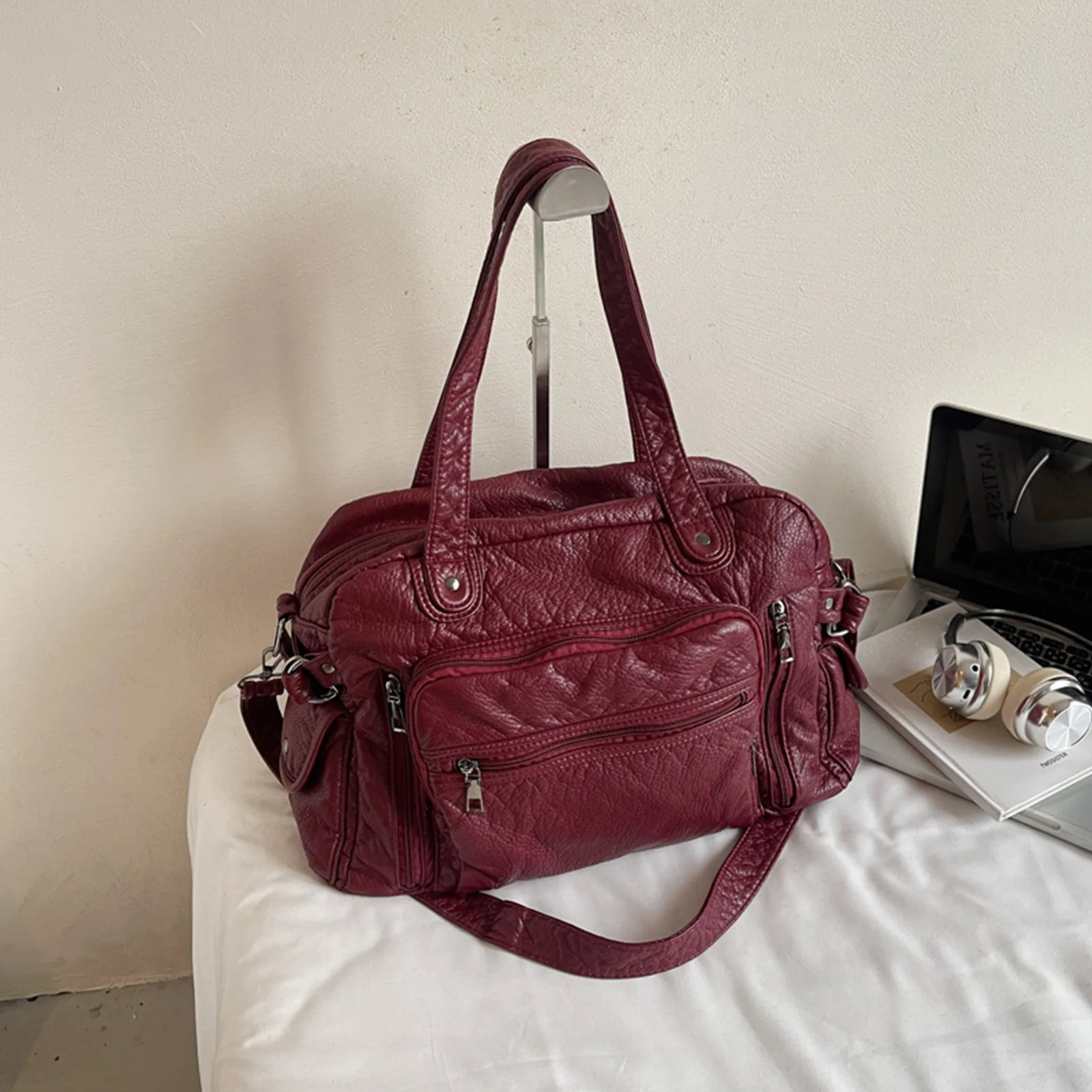 PU Leather Shoulder Bag with Adjustable Strap Crossbody Bag Large Hobo Bag for Women Work Shopping Travel