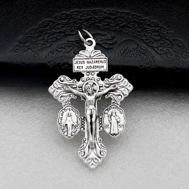 Vintage Jesus Cross Pendant Zinc Alloy Cross Pendant Retro Metal Crafts Christian Christmas Gift DIY Jewelry Making Accessories
