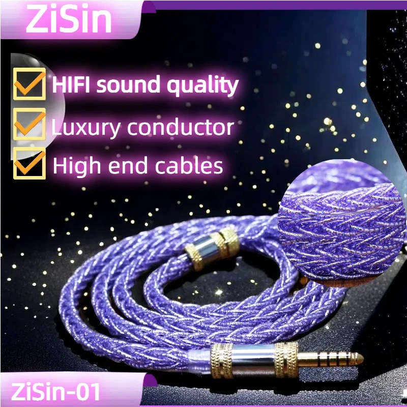 ZiSin 01 8 Core Flagship Multi-Element HIFI Earphone Upgrade Cable 