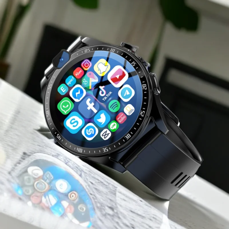 

Ajeger 2024 New 4GB+128GB 4G LTE Smart Watch Men Android 9 GPS Wifi Smartwatch Phone 1.43" 1000 mAh Dual Camera Sports Heartrate