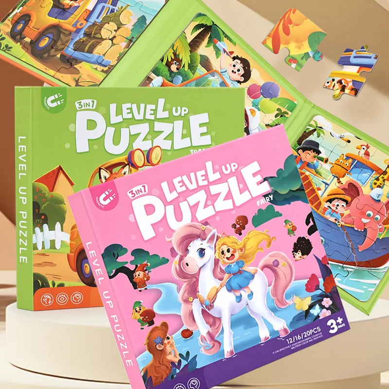 Children's Folding Magnetic Jigsaw Puzzle - Portable Travel DIY Toy Set (12/16/20 Pieces)
