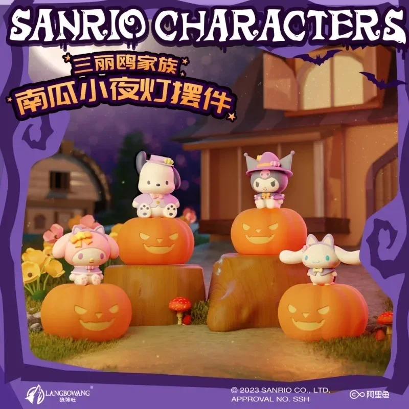 

Sanrio Kuromi My Melody Halloween Pumpkin Nightlight Cinnamoroll Anime Figures Kawaii Figure Dolls Decoration Christmas Gift Toy