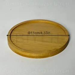Transparent Glass Flower Vases with Base Tray for Hydroponic Plants and Home Decor (Bamboo Tray (11cm))