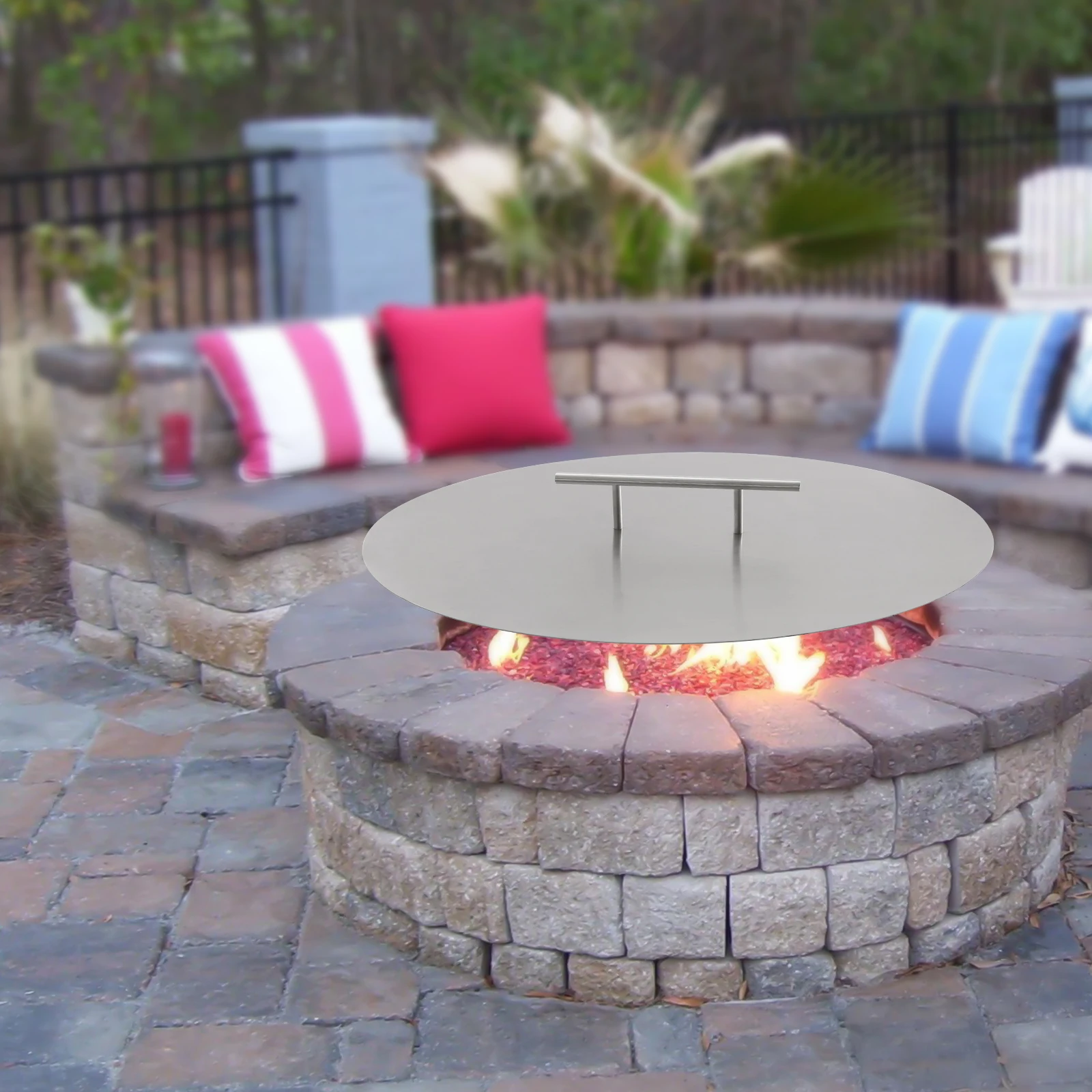 20in Fire Pit Heat Deflector Cover, 304 Stainless Steel with Brushed Finish, Weather-Resistant, Protects from Animals and